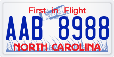 NC license plate AAB8988