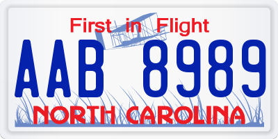 NC license plate AAB8989