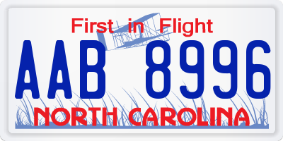 NC license plate AAB8996