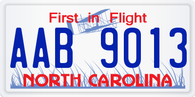 NC license plate AAB9013