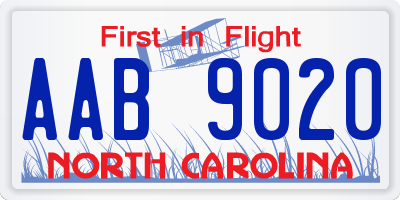 NC license plate AAB9020