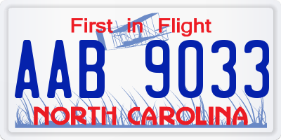 NC license plate AAB9033