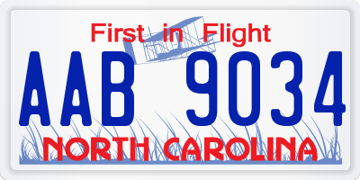 NC license plate AAB9034