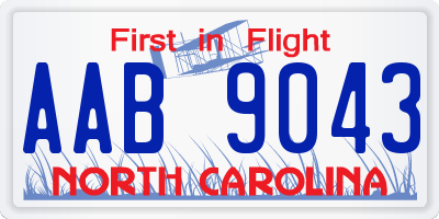 NC license plate AAB9043