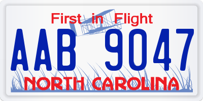 NC license plate AAB9047