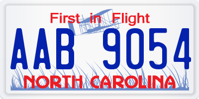 NC license plate AAB9054