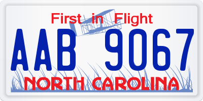 NC license plate AAB9067