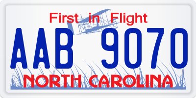 NC license plate AAB9070