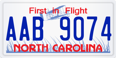 NC license plate AAB9074