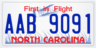 NC license plate AAB9091