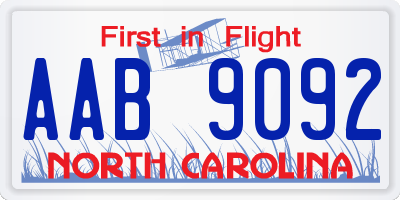 NC license plate AAB9092
