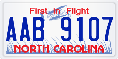 NC license plate AAB9107