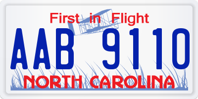 NC license plate AAB9110