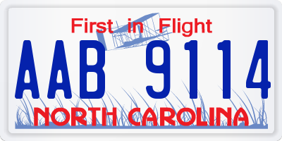 NC license plate AAB9114