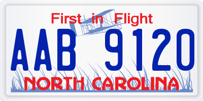 NC license plate AAB9120