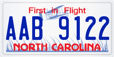 NC license plate AAB9122