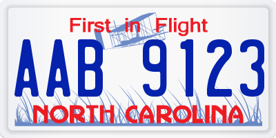 NC license plate AAB9123
