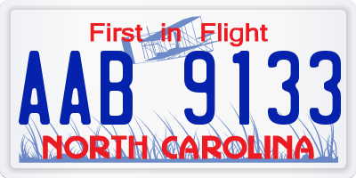 NC license plate AAB9133