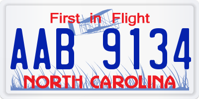 NC license plate AAB9134