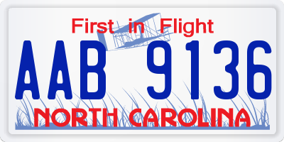 NC license plate AAB9136