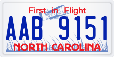 NC license plate AAB9151