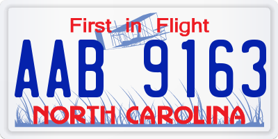 NC license plate AAB9163