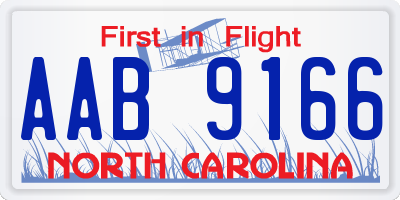 NC license plate AAB9166