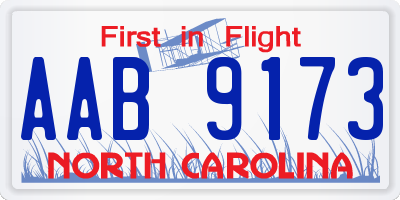 NC license plate AAB9173
