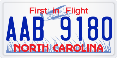 NC license plate AAB9180