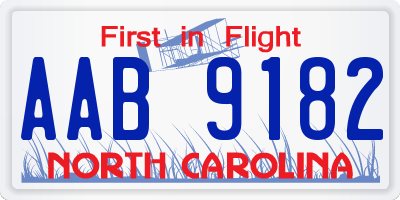 NC license plate AAB9182