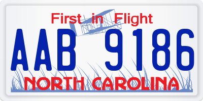 NC license plate AAB9186