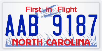 NC license plate AAB9187
