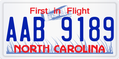 NC license plate AAB9189