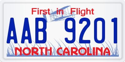 NC license plate AAB9201