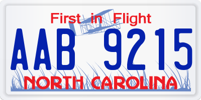 NC license plate AAB9215