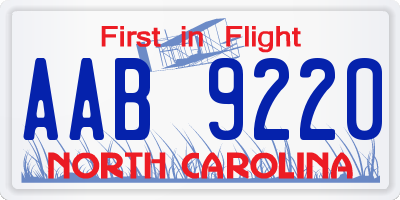 NC license plate AAB9220