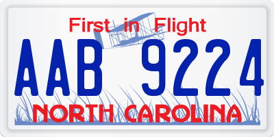 NC license plate AAB9224