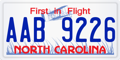 NC license plate AAB9226