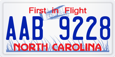 NC license plate AAB9228