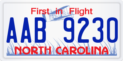NC license plate AAB9230