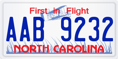 NC license plate AAB9232