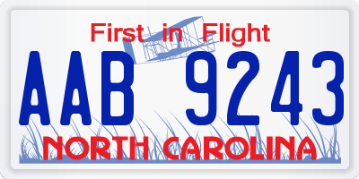 NC license plate AAB9243