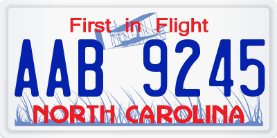 NC license plate AAB9245