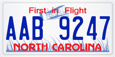 NC license plate AAB9247