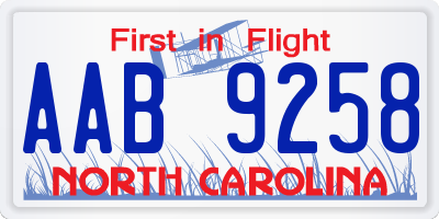 NC license plate AAB9258