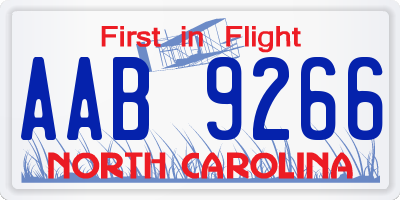 NC license plate AAB9266