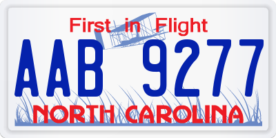 NC license plate AAB9277