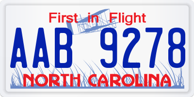 NC license plate AAB9278