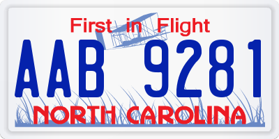 NC license plate AAB9281