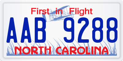 NC license plate AAB9288